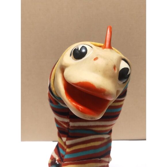Vtg Bill Baird Dragon Hand Puppet Ideal Toys Dinosaur Sock Puppet 1950s 1960s - Picture 1 of 16